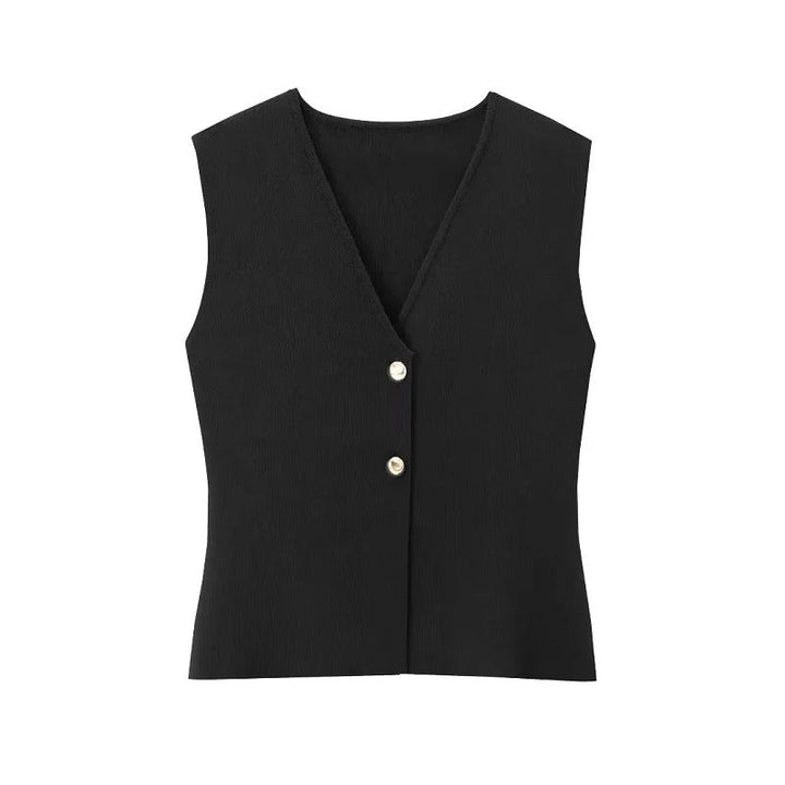 Dame ærmeløs ribstrikket tanktop, blød og elastisk, slim fit, åndbar og stilfuld.