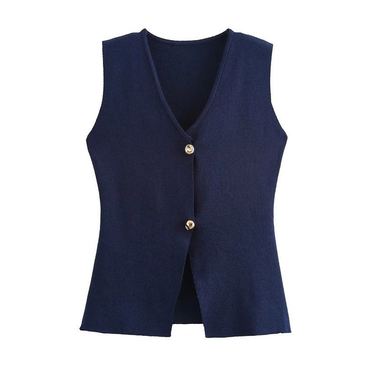 Dame ærmeløs ribstrikket tanktop, blød og elastisk, slim fit, åndbar og stilfuld.