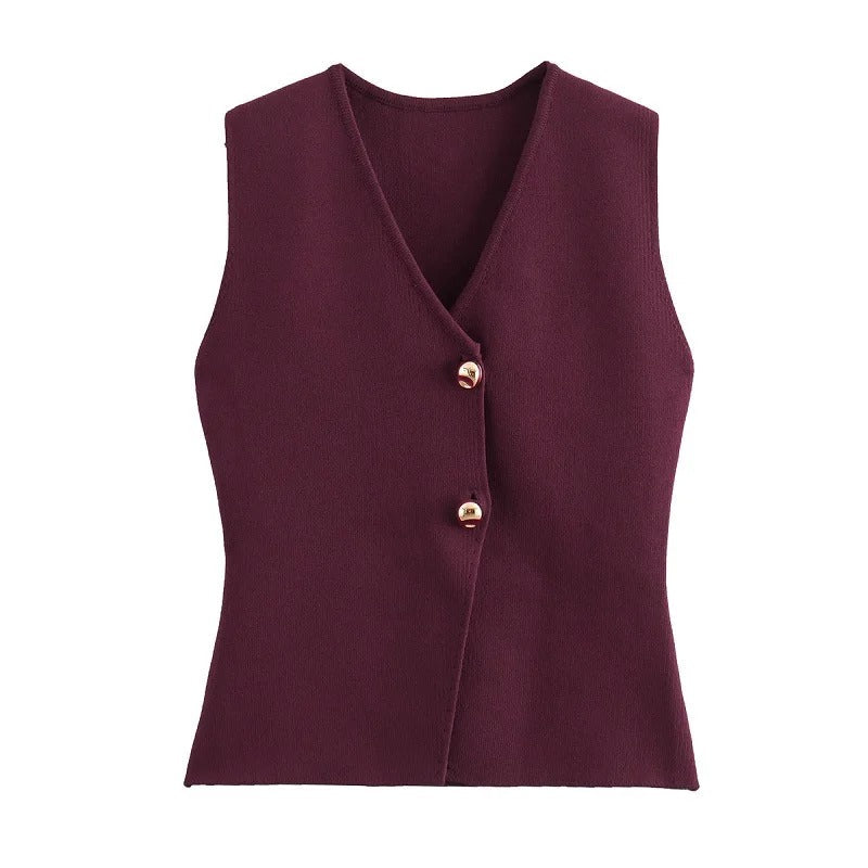 Dame ærmeløs ribstrikket tanktop, blød og elastisk, slim fit, åndbar og stilfuld.