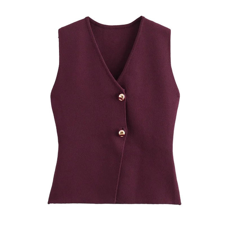 Dame ærmeløs ribstrikket tanktop, blød og elastisk, slim fit, åndbar og stilfuld.