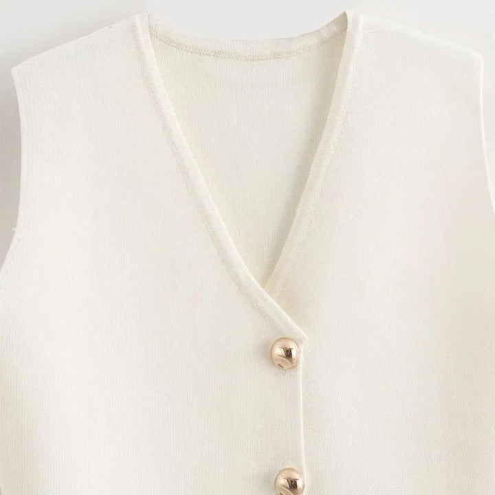 Dame ærmeløs ribstrikket tanktop, blød og elastisk, slim fit, åndbar og stilfuld.