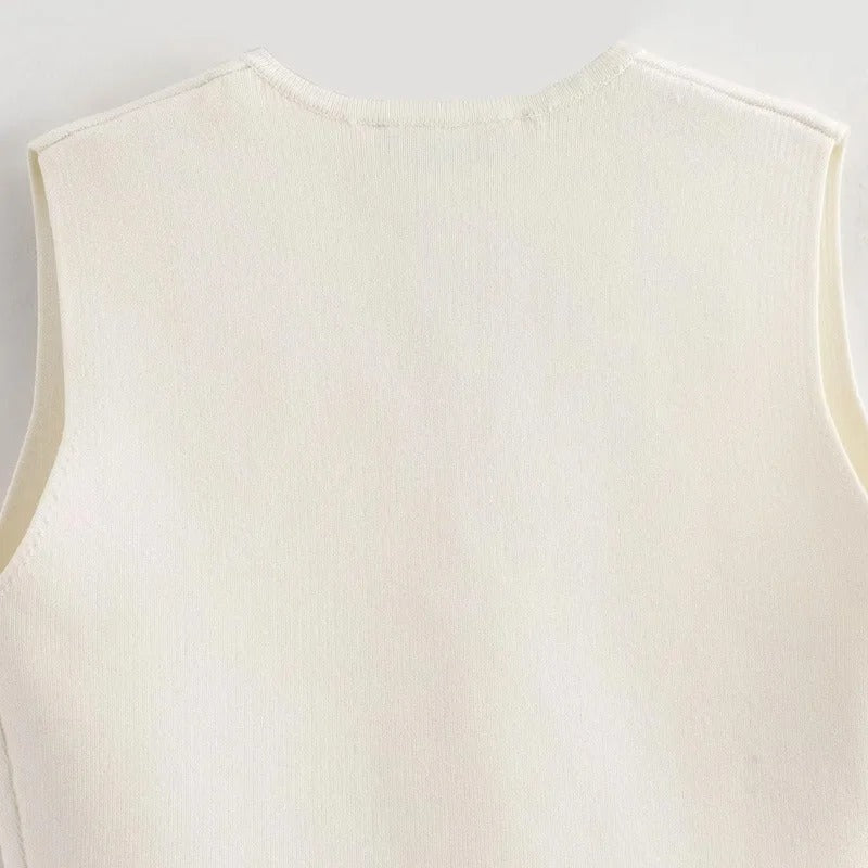 Dame ærmeløs ribstrikket tanktop, blød og elastisk, slim fit, åndbar og stilfuld.