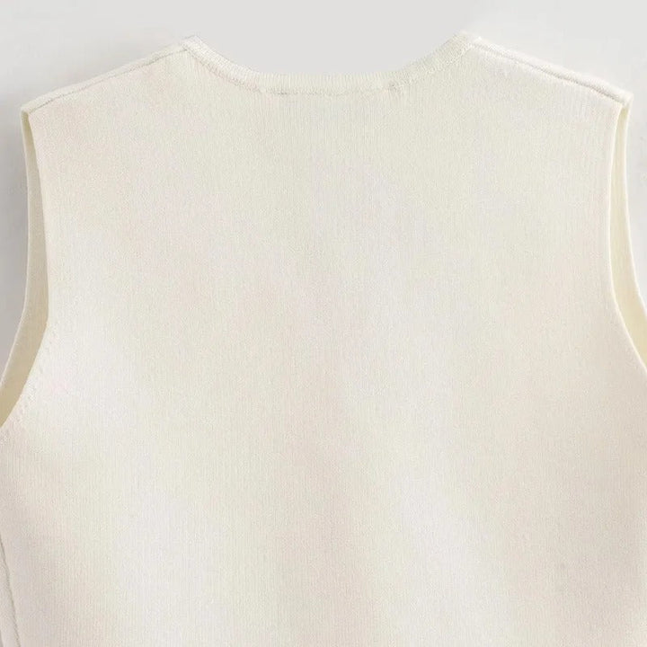 Dame ærmeløs ribstrikket tanktop, blød og elastisk, slim fit, åndbar og stilfuld.