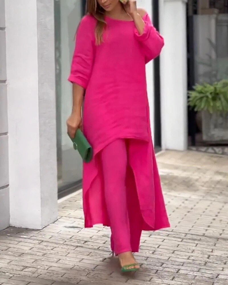 Dame luftig overdel - rosa, elegant stil og taljefremhævende snit.