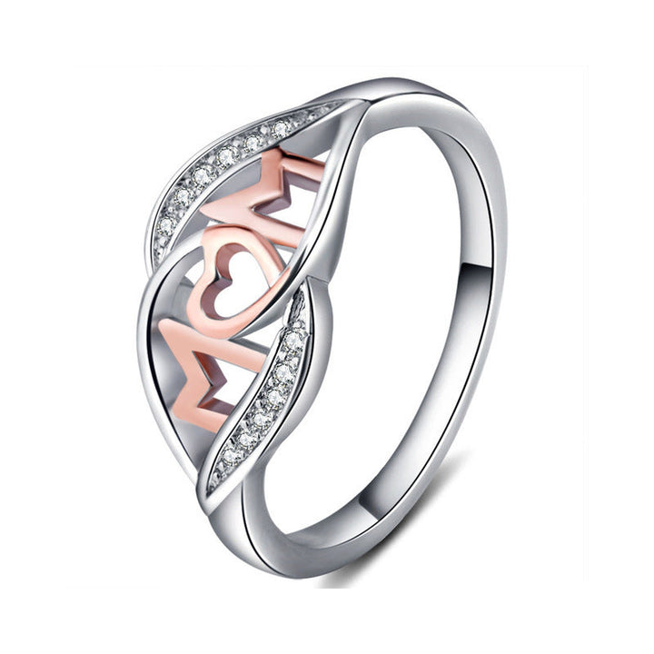 Dame elegant mor-ring, rosaguld med zirkon-detaljer, elegant skinnende finish, ideel gave til mor.