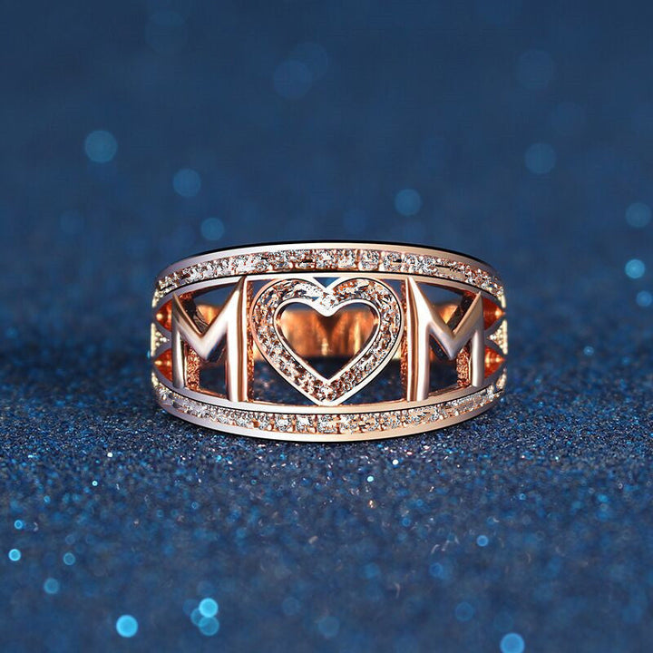 Dame elegant mor-ring, rosaguld med zirkon-detaljer, elegant skinnende finish, ideel gave til mor.