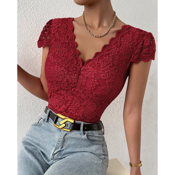 Dame elastisk sort blonde bodysuit med et elegant design og alsidige anvendelser til forskellige lejligheder.