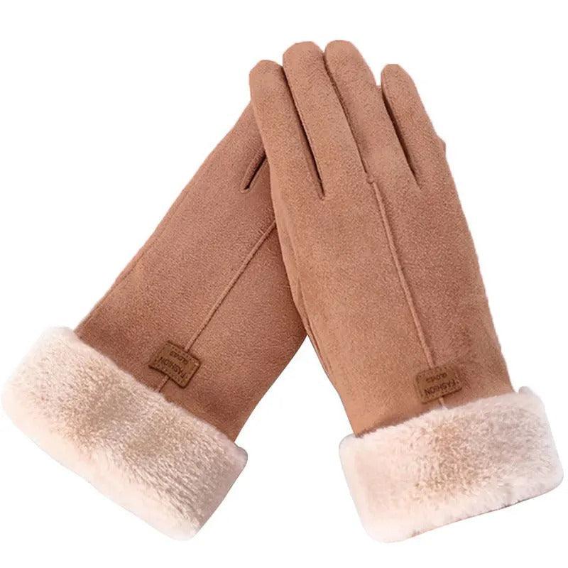 Dame Lækre Varme Handsker med Fuld Fingre - Stilfuldt look med handsker som en del af et vinteroutfit.