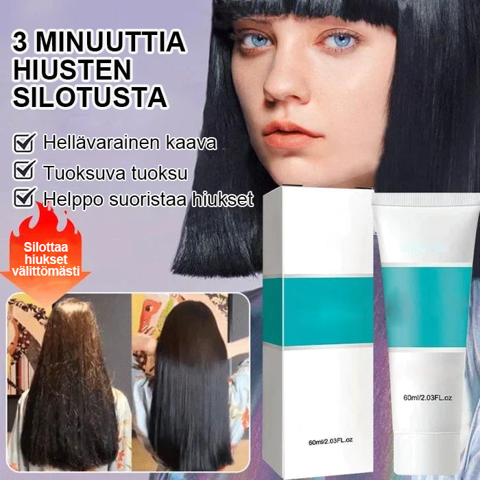 "Naisten keratiinihoito-kerma, kauniin sileä lopputulos, korkea kosteutus, 3 min vaikutusaika, pitkäkestoinen suoristus."