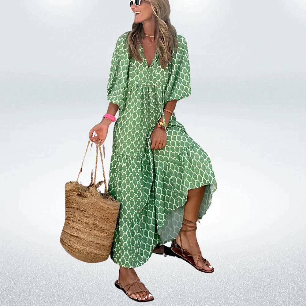 Dame sommerkjole, tidløst design, blødt og åndbart materiale, stilfuld og behagelig, alsidigt valg.