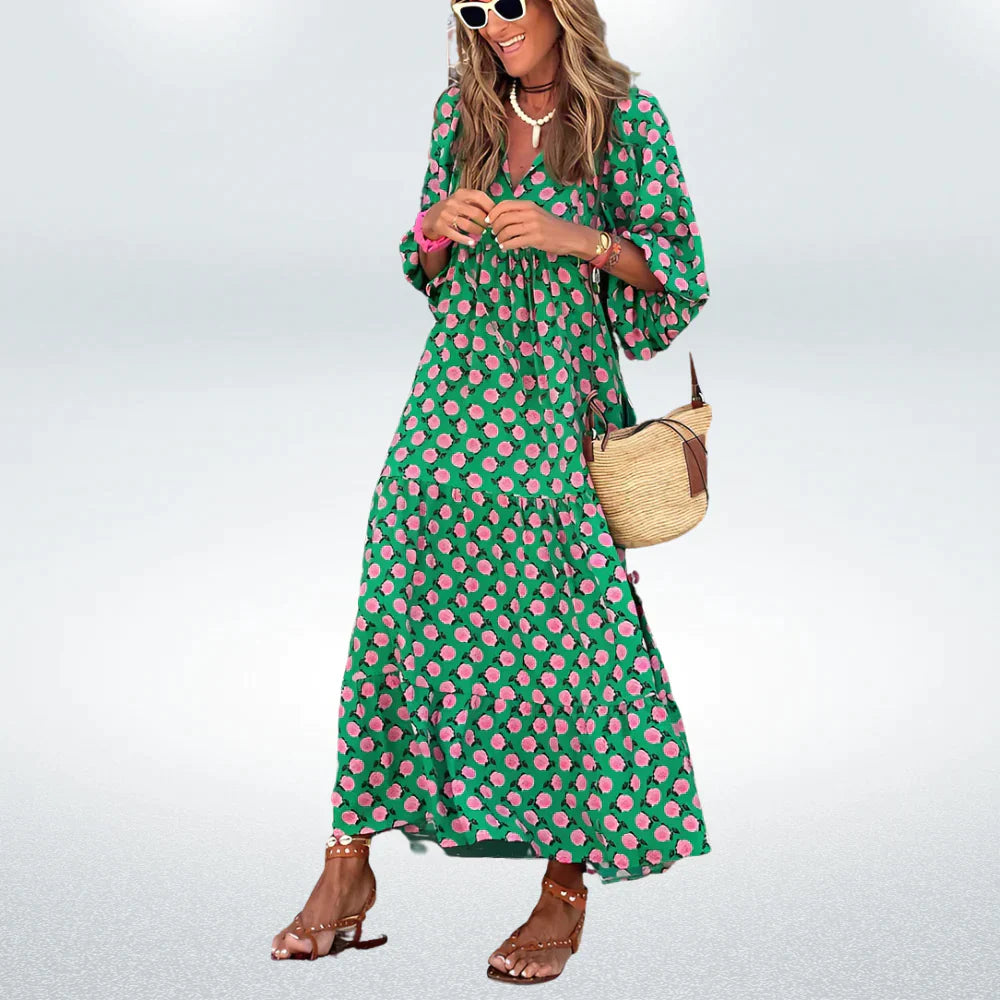 Dame sommerkjole, tidløst design, blødt og åndbart materiale, stilfuld og behagelig, alsidigt valg.