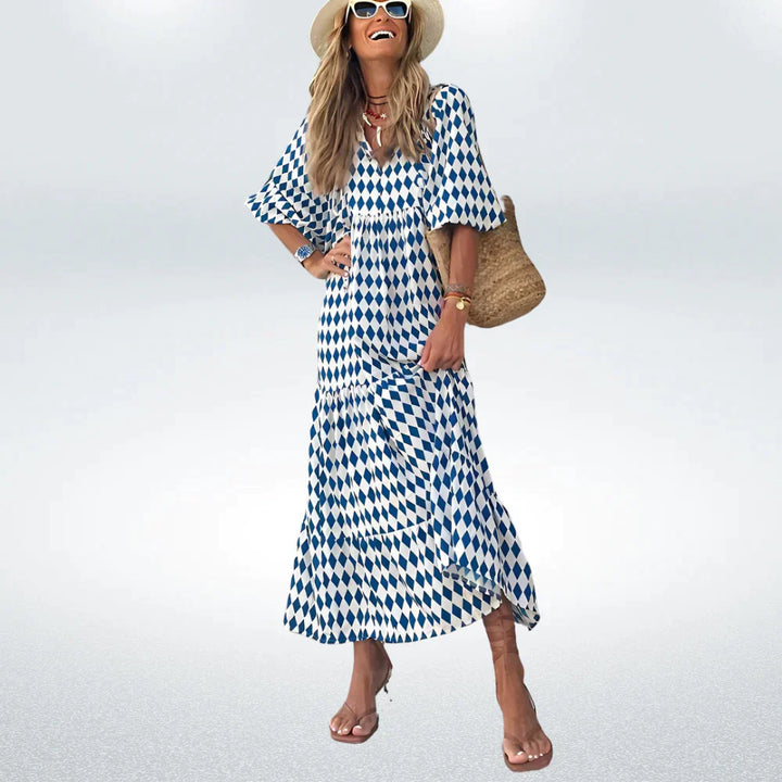 Dame sommerkjole, tidløst design, blødt og åndbart materiale, stilfuld og behagelig, alsidigt valg.