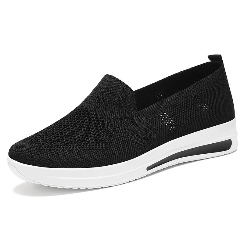 Dame forårs-sommer mesh sneakers, lette og åndbare, i hvidt mesh-materiale, perfekte til sommerbrug.