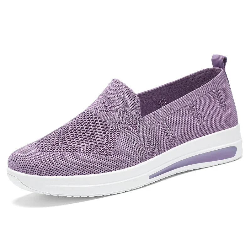 Dame forårs-sommer mesh sneakers, lette og åndbare, i hvidt mesh-materiale, perfekte til sommerbrug.