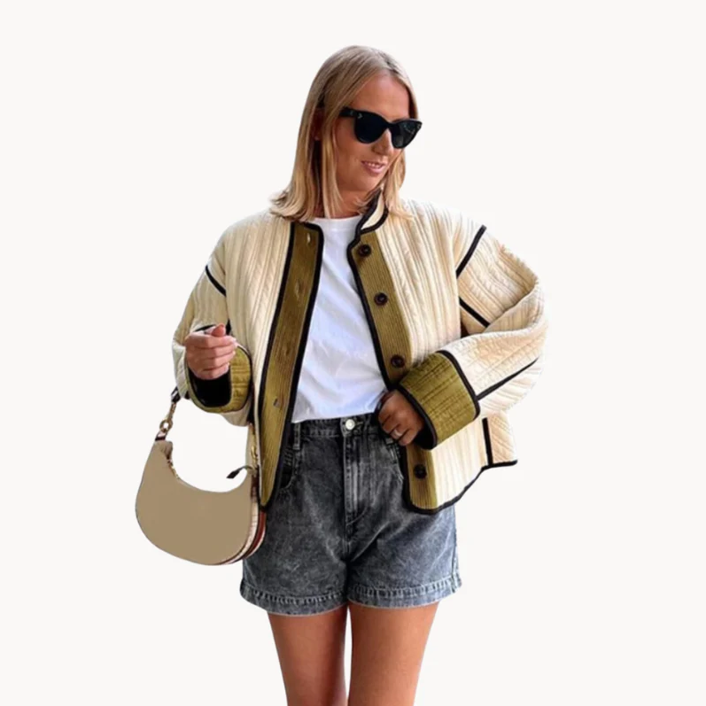 Dame forårsjakke, khakifarvet, tidløst design