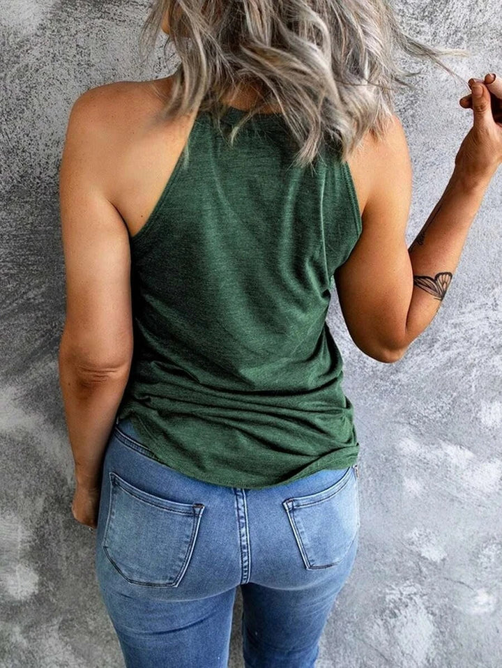Dame letækket halterneck tanktop, slim fit, flere farver, åndbar og stilfuld, perfekt til sport og hverdagsbrug.