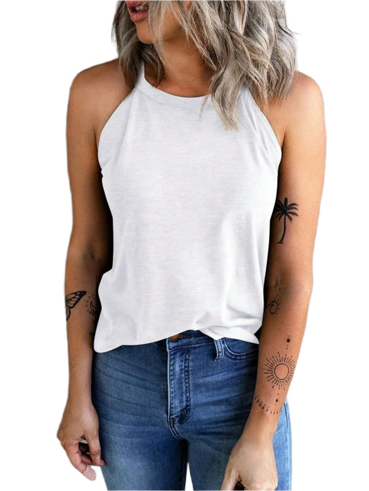 Dame letækket halterneck tanktop, slim fit, flere farver, åndbar og stilfuld, perfekt til sport og hverdagsbrug.