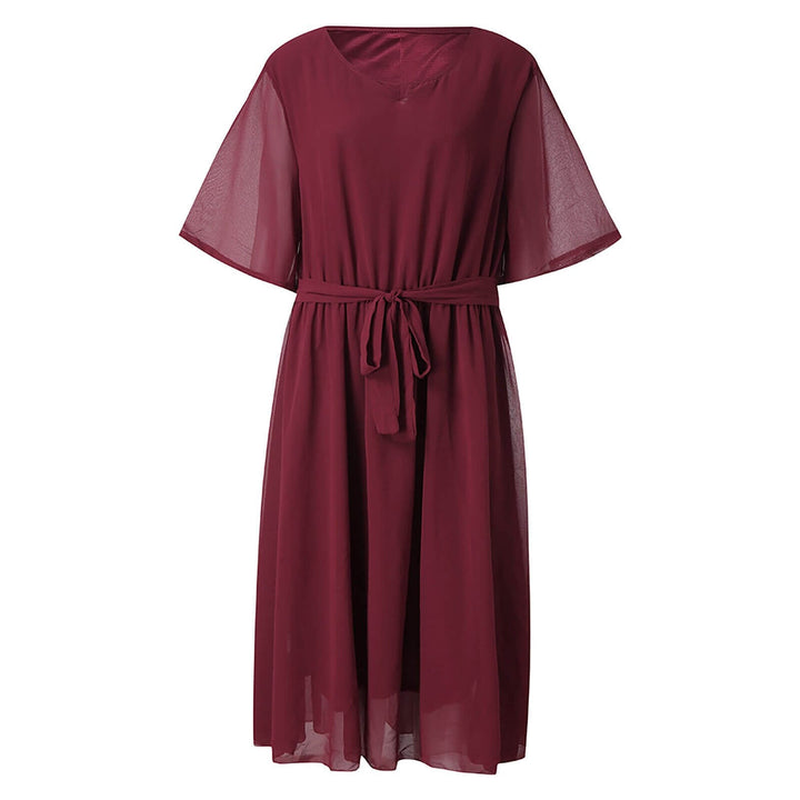 Dame sommerkjole, let og elegant, flydende chiffon, elastisk talje, perfekt til sommerfester.