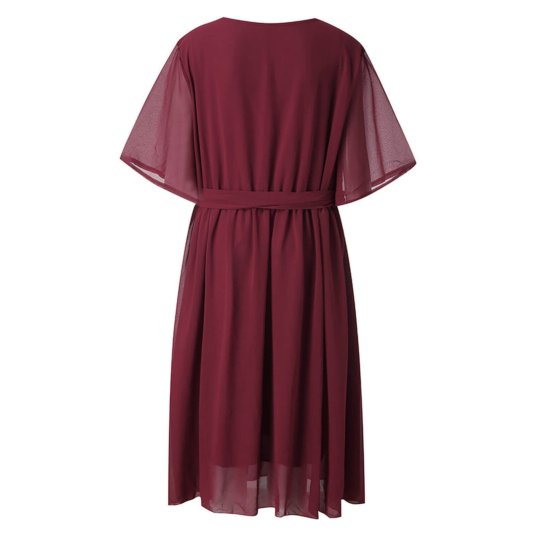 Dame sommerkjole, let og elegant, flydende chiffon, elastisk talje, perfekt til sommerfester.