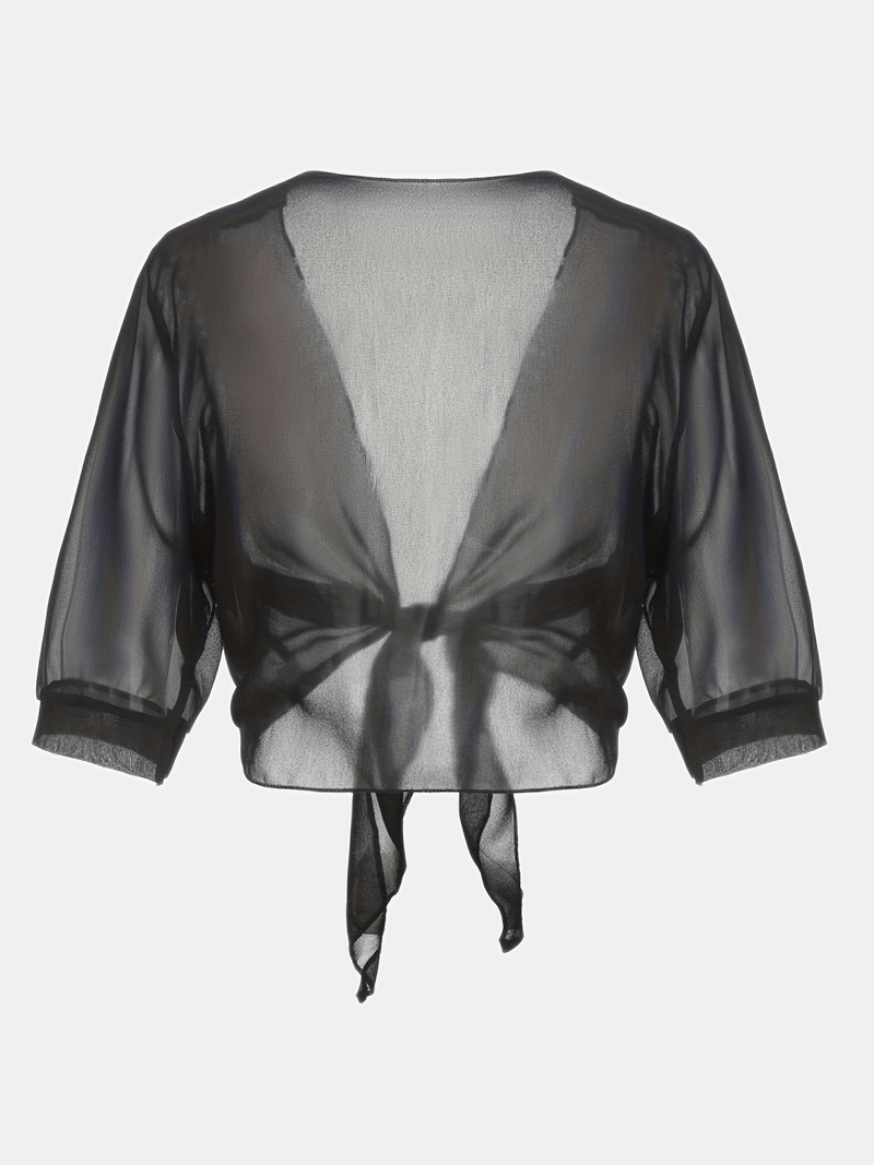 Dame let bomuldsbluse, åben front, luftigt og åndbart design, perfekt til forårs- og sommeroutfits.