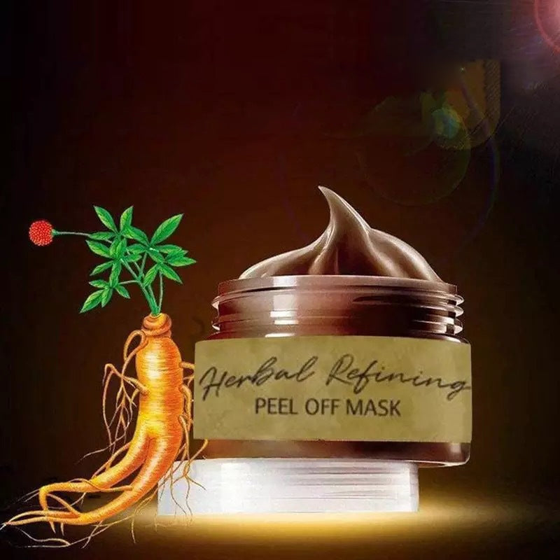 Kvinderens opklarende ginseng peel-off ansigtsmaske, guldfarvet gel lysner og renser huden for en strålende glød.