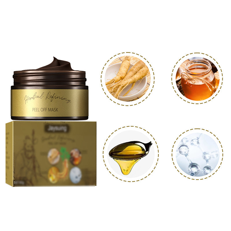 Kvinderens opklarende ginseng peel-off ansigtsmaske, guldfarvet gel lysner og renser huden for en strålende glød.
