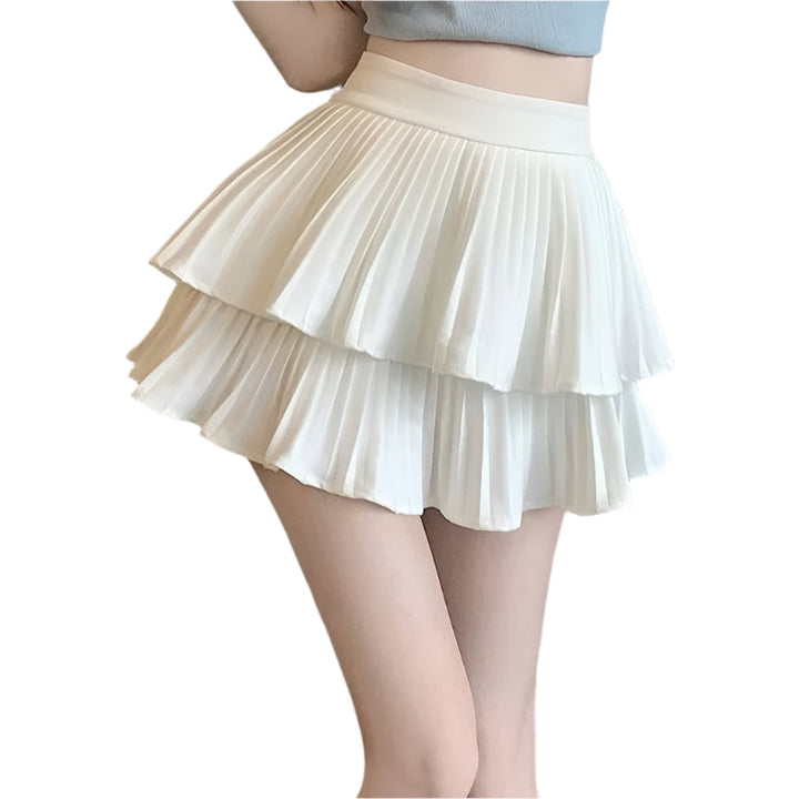 Dame højtaljede flæsenederdel Lolita, lagdelt design, elegant silhuet.