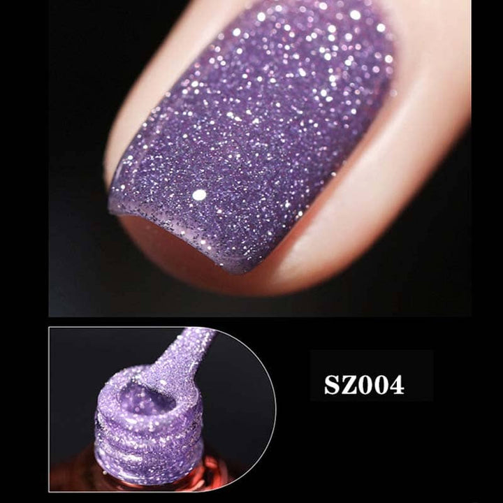Dame høj-densitet glitter gel polish, skinnende pink nuance, 8 ml flaske, elegant gel neglelak til hjemmebrug.