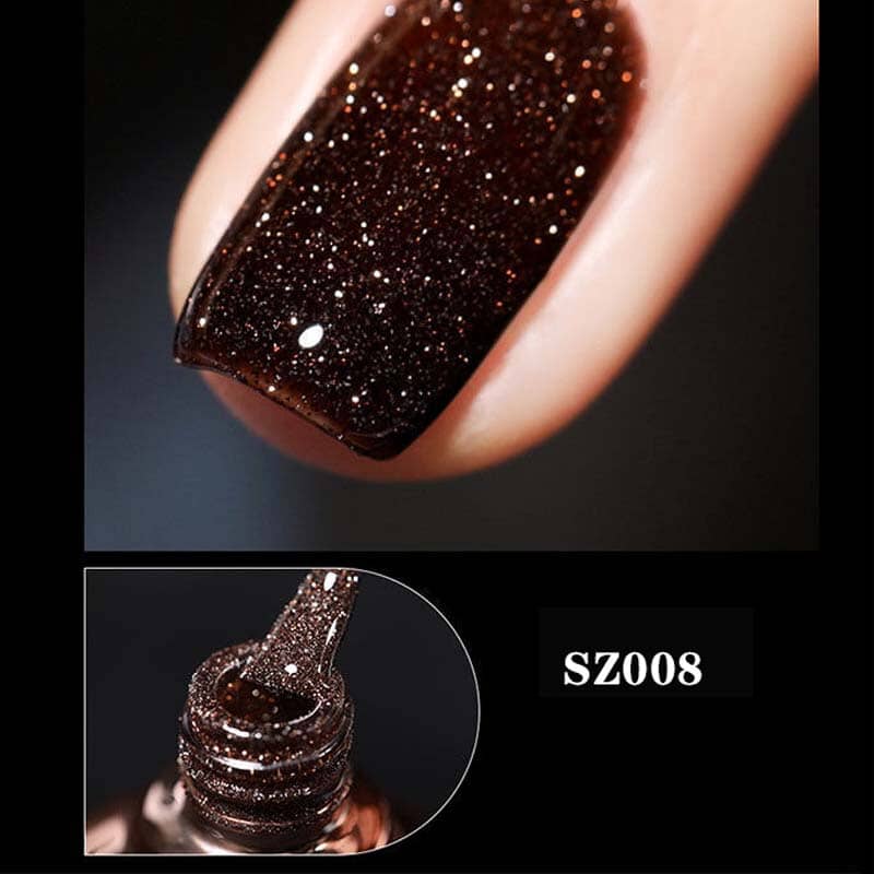 Dame høj-densitet glitter gel polish, skinnende pink nuance, 8 ml flaske, elegant gel neglelak til hjemmebrug.