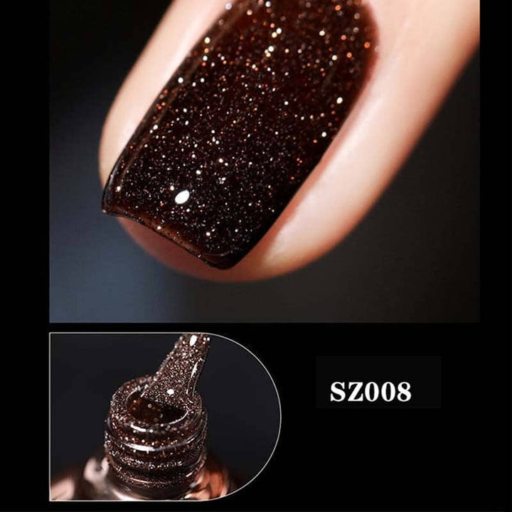 Dame høj-densitet glitter gel polish, skinnende pink nuance, 8 ml flaske, elegant gel neglelak til hjemmebrug.