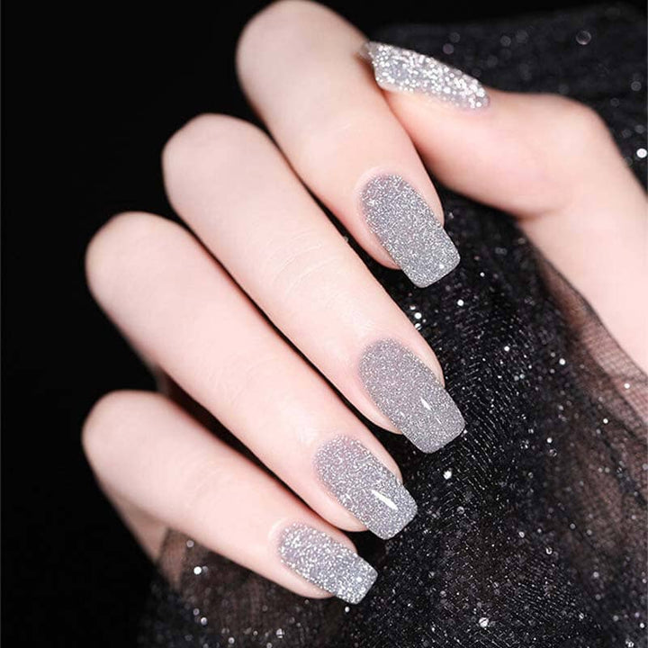 Dame høj-densitet glitter gel polish, skinnende pink nuance, 8 ml flaske, elegant gel neglelak til hjemmebrug.