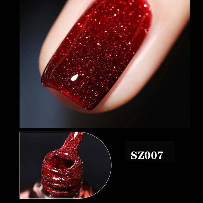 Dame høj-densitet glitter gel polish, skinnende pink nuance, 8 ml flaske, elegant gel neglelak til hjemmebrug.