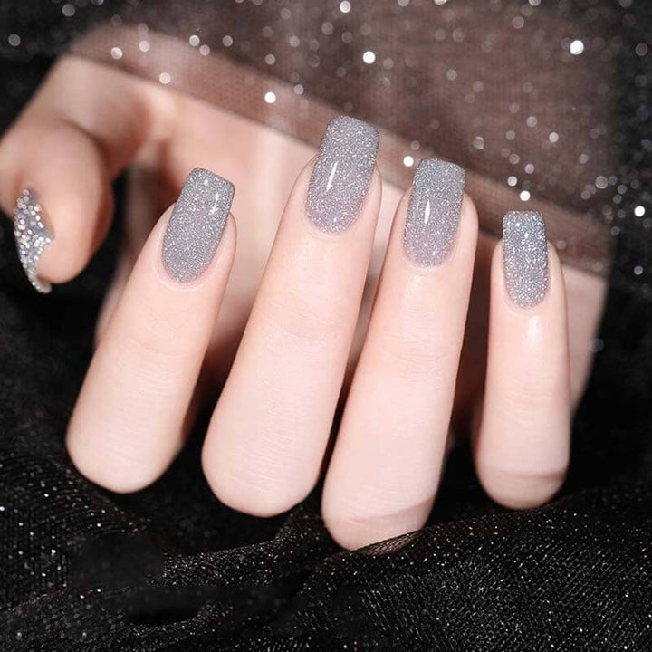 Dame høj-densitet glitter gel polish, skinnende pink nuance, 8 ml flaske, elegant gel neglelak til hjemmebrug.