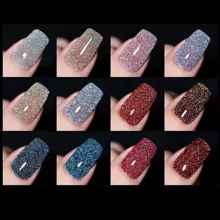 Dame høj-densitet glitter gel polish, skinnende pink nuance, 8 ml flaske, elegant gel neglelak til hjemmebrug.