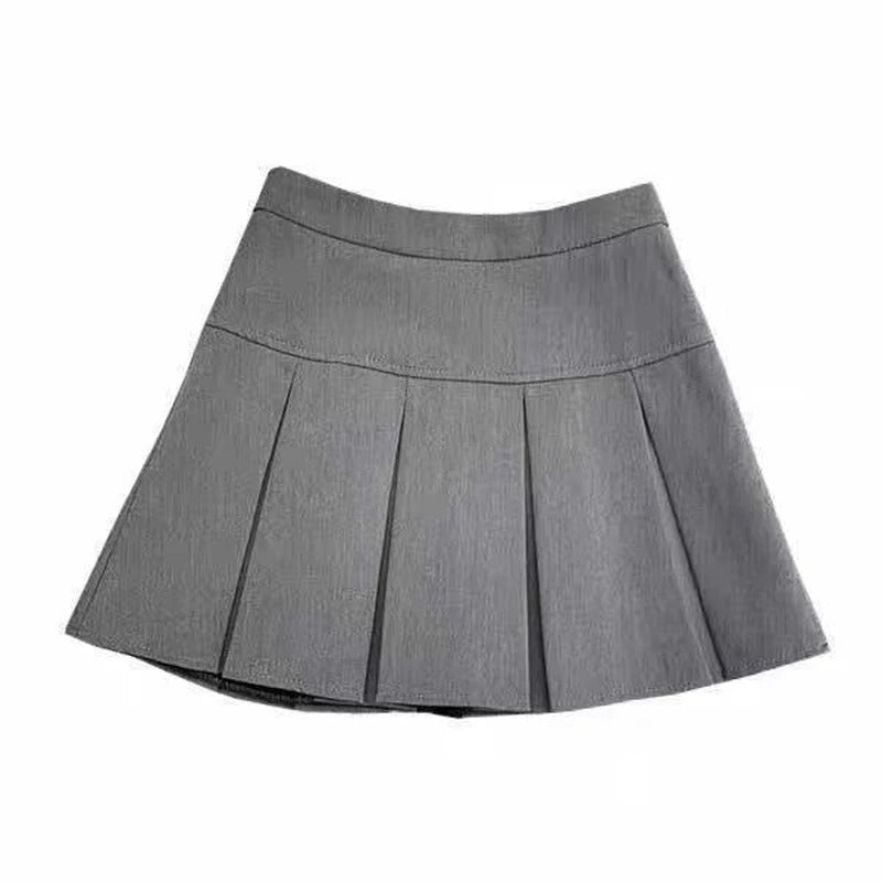 Dame mini lige nederdel med høj talje og wienerfald, blødt materiale, elegant og alsidig stil.