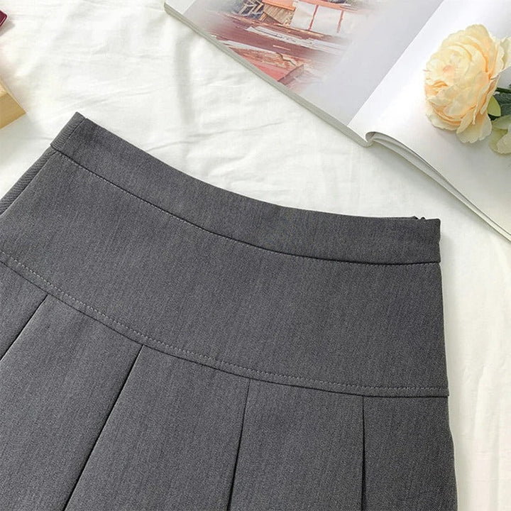 Dame mini lige nederdel med høj talje og wienerfald, blødt materiale, elegant og alsidig stil.