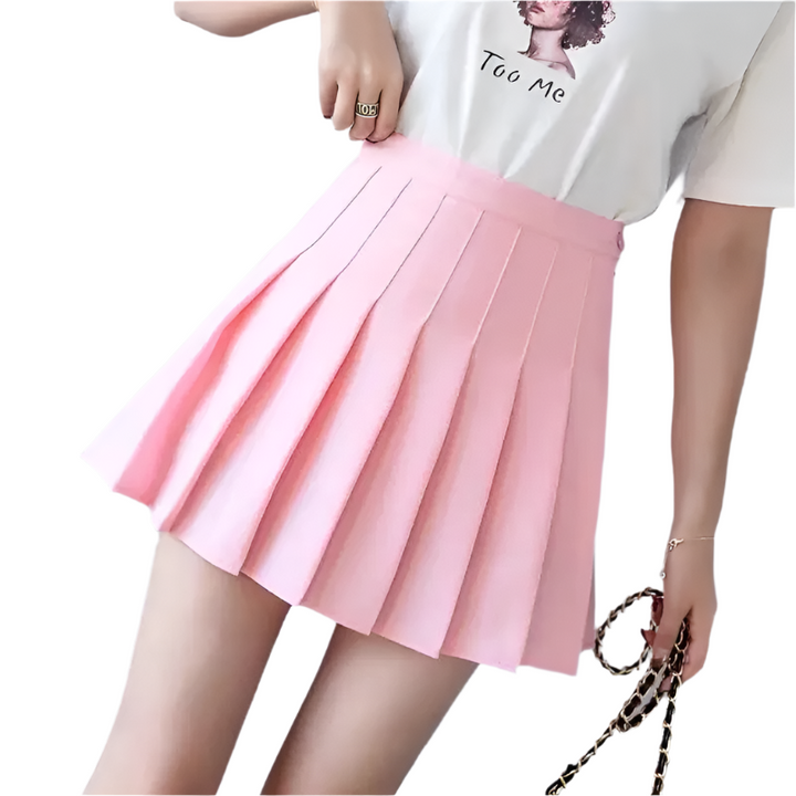Dame mini skirt med høj talje og læg i sort, der fremhæver taljen og giver et flatterende, klassisk look.