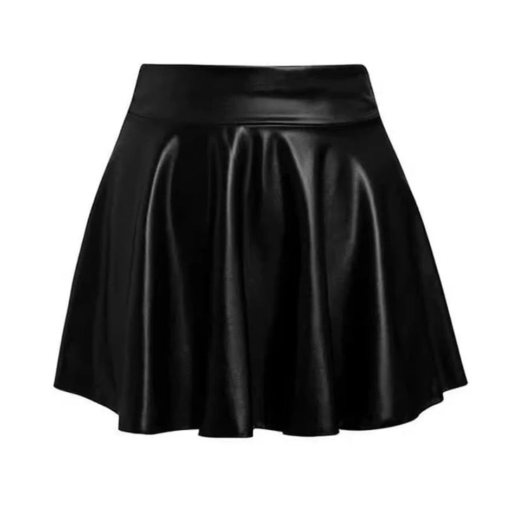 Dame plisseret nederdel med høj talje, sort, elegant midi-længde, velegnet til fest eller hverdag.