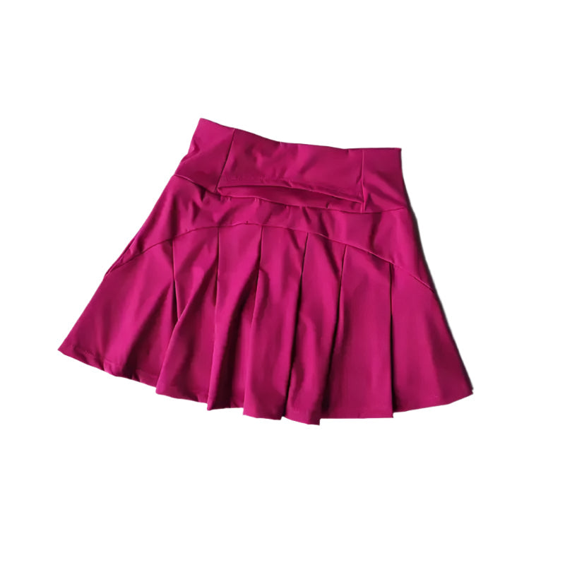 Damehøjtaljede sportsnederdel med shorts, stilfuld og åndbar, perfekt til tennis og yoga.