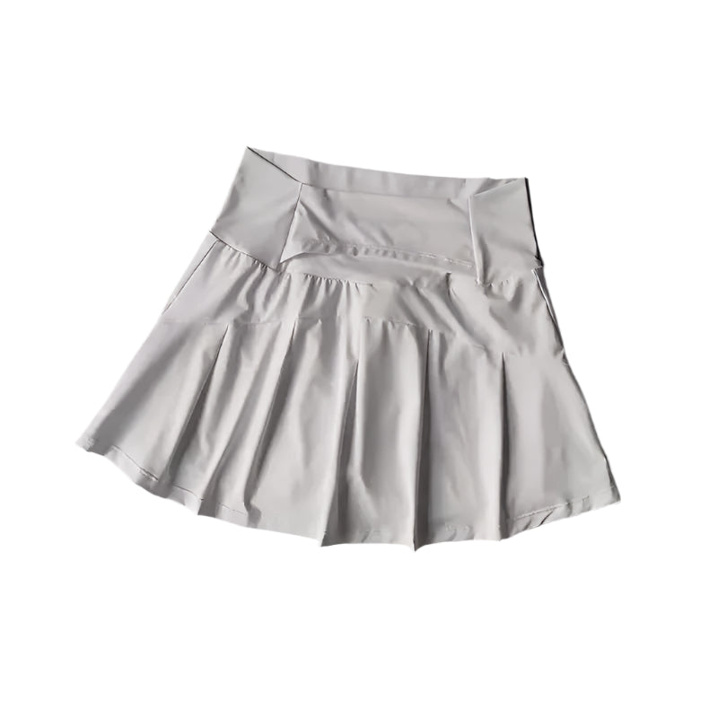 Damehøjtaljede sportsnederdel med shorts, stilfuld og åndbar, perfekt til tennis og yoga.