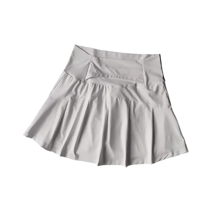 Damehøjtaljede sportsnederdel med shorts, stilfuld og åndbar, perfekt til tennis og yoga.