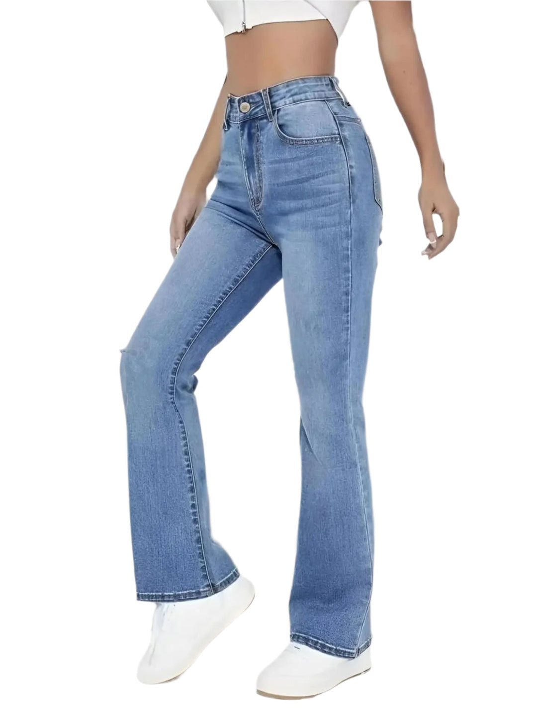 Damebukser med høj talje og stretch, slanke og smalle, blødt vasket denim, behagelige og stilfulde til hverdagsbrug og fester.