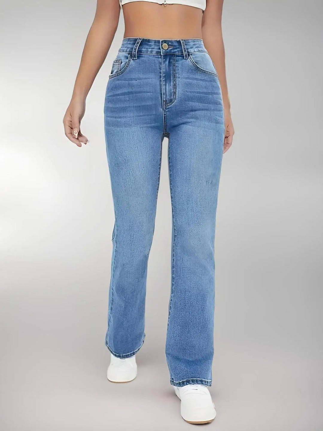 Damebukser med høj talje og stretch, slanke og smalle, blødt vasket denim, behagelige og stilfulde til hverdagsbrug og fester.