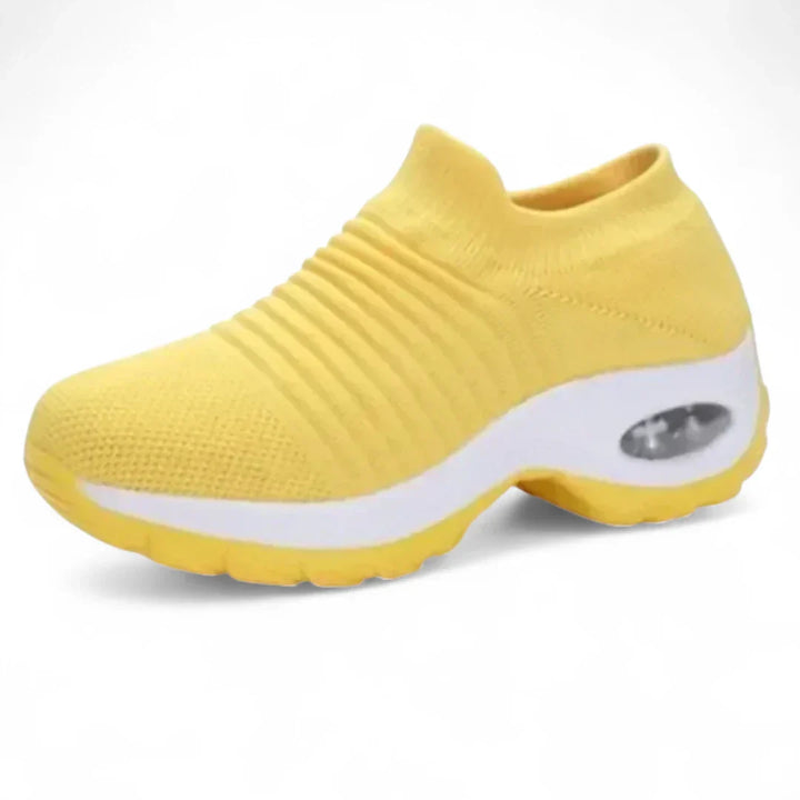 Damehøjde-øgende sneakers, slidstærkt stof, gummisål, moderne stil, grå, tilpasningsdygtig og ergonomisk.