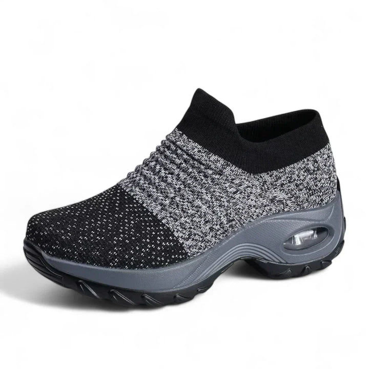 Damehøjde-øgende sneakers, slidstærkt stof, gummisål, moderne stil, grå, tilpasningsdygtig og ergonomisk.