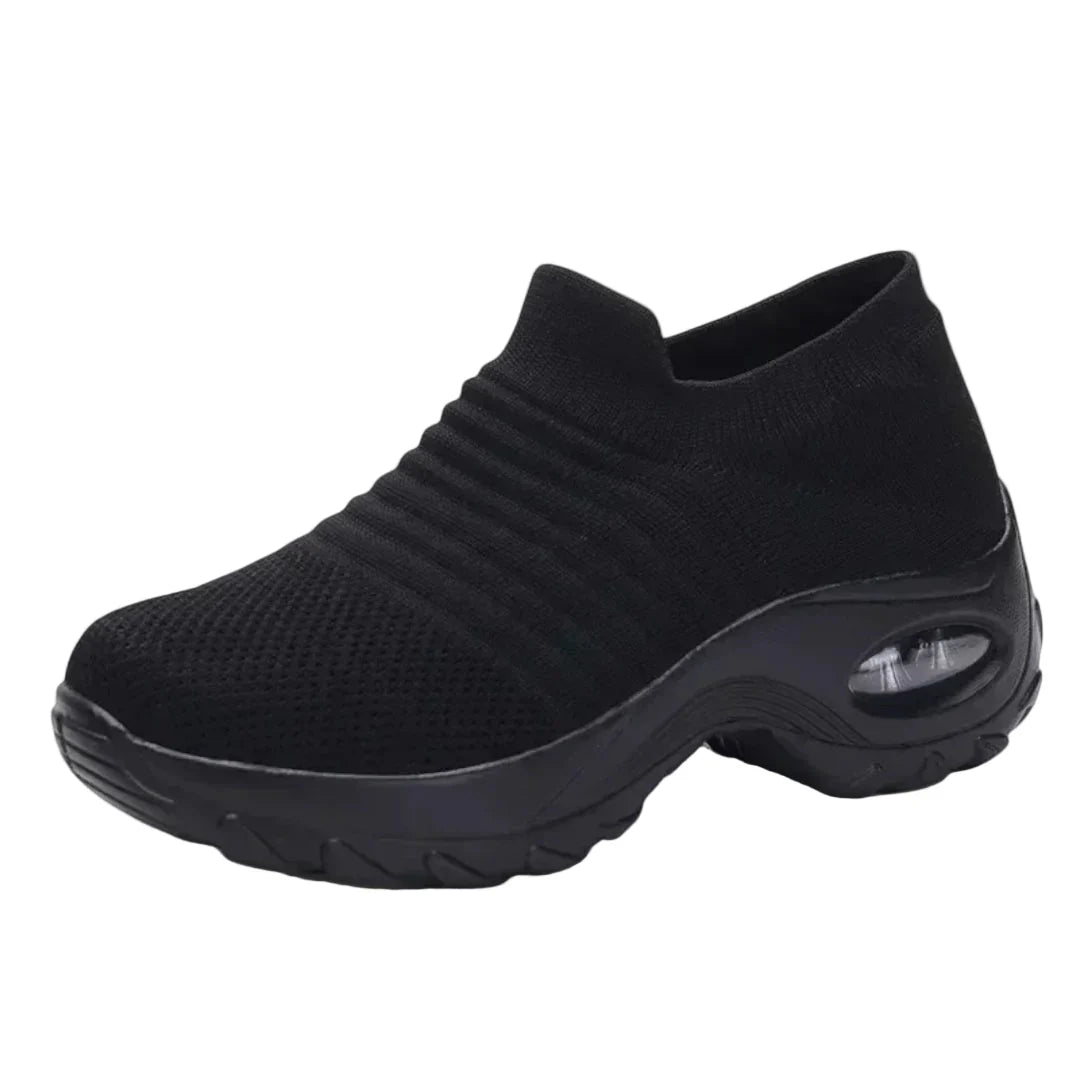 Damehøjde-øgende sneakers, slidstærkt stof, gummisål, moderne stil, grå, tilpasningsdygtig og ergonomisk.