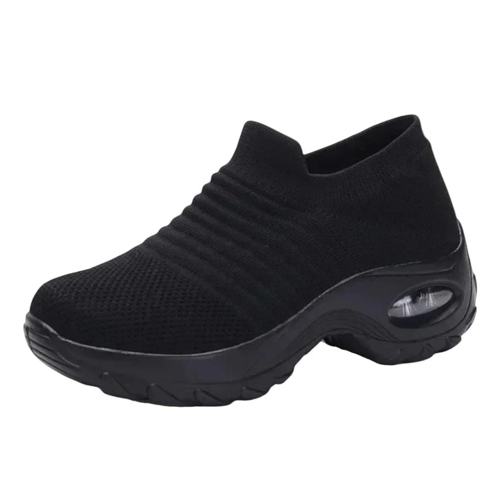 Damehøjde-øgende sneakers, slidstærkt stof, gummisål, moderne stil, grå, tilpasningsdygtig og ergonomisk.