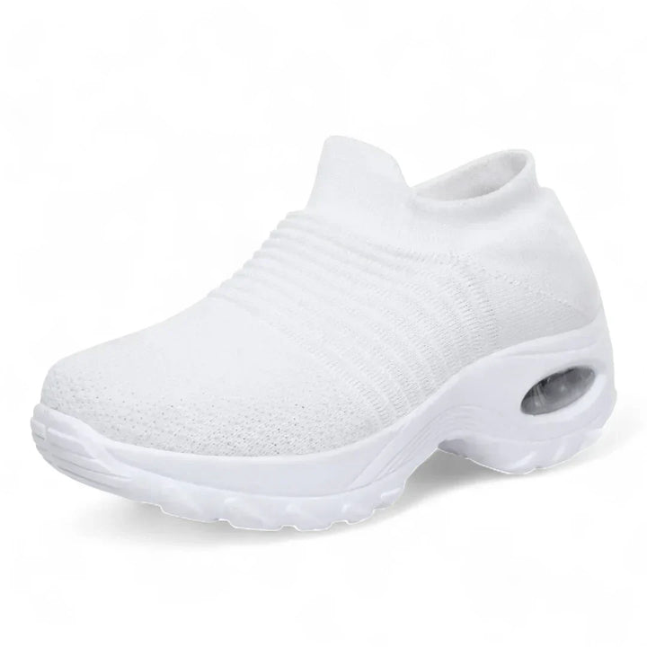 Damehøjde-øgende sneakers, slidstærkt stof, gummisål, moderne stil, grå, tilpasningsdygtig og ergonomisk.