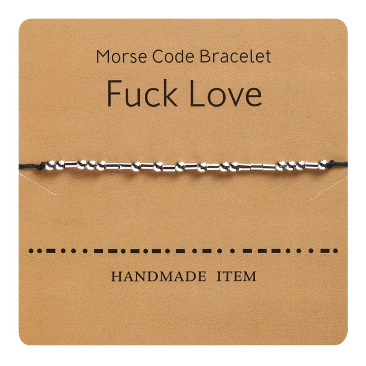 "Naisten käsin kudottu kupari rannekoru, morse-koodi viestillä, elegantti ja kestävä lisä päivittäiseen asuusi."