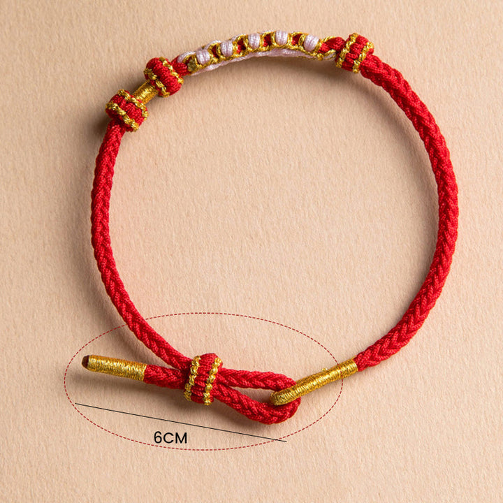 Dame håndvævet persikablomst armbånd, justerbart, flerfarvet knudemønster, højkvalitets materialer, etnisk stil